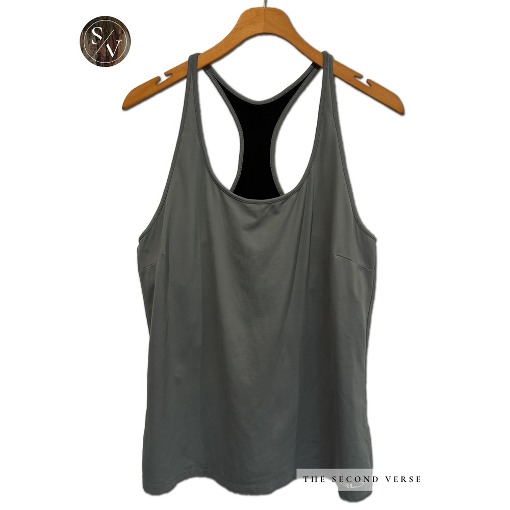 RLX Ralph Lauren Womens Gray Racerback Active Gym Tank Top Built-In Bra XL